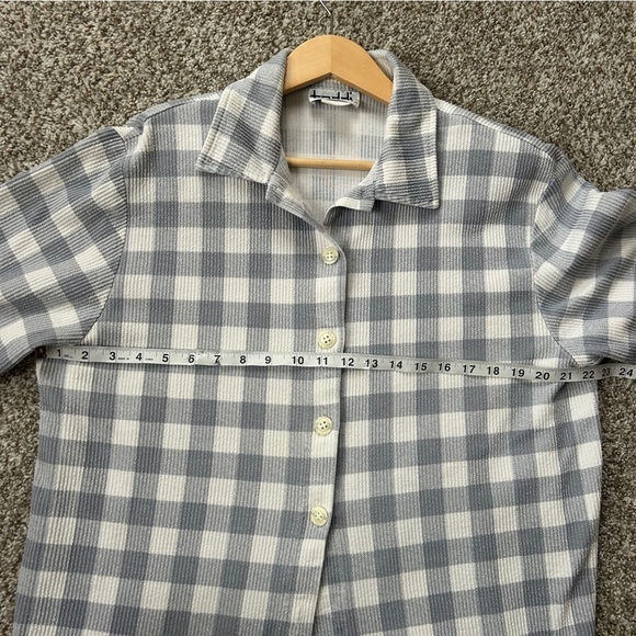 Teddi Vintage Blue Gray and White Checkered Button-Up Shirt Casual Large - Picture 5 of 7